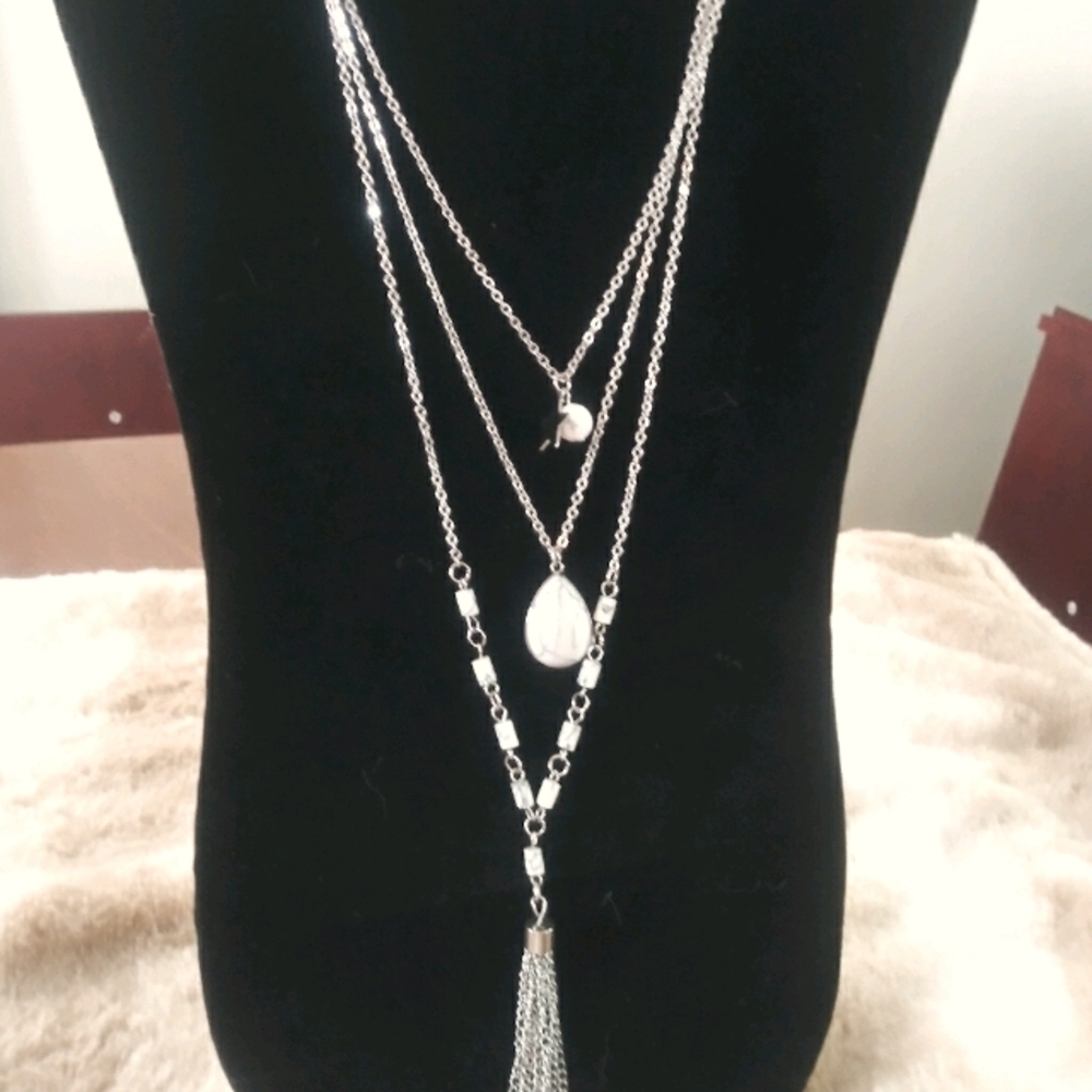 Multi-Layered Necklace White Howlite 16-19Inch NWT